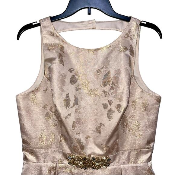 Eliza J Fit & Flare Dress Rose Gold Metallic Embellished Pearls - Picture 4 of 16